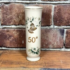 Vintage LEFTON 50TH Golden Anniversary Bud Vase #1102 Japan Hand Painted